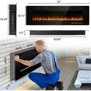 Bossin 30 to 72 inch Electric Fireplace Ultra-Thin and Silence Linear Recessed Wall Mounted Fireplace with Remote Control 72 inch Glossy Finish,